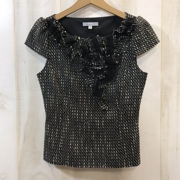 Classiques Entier Tops - Classiques Entier Black Tweed Fitted Top Wool XS